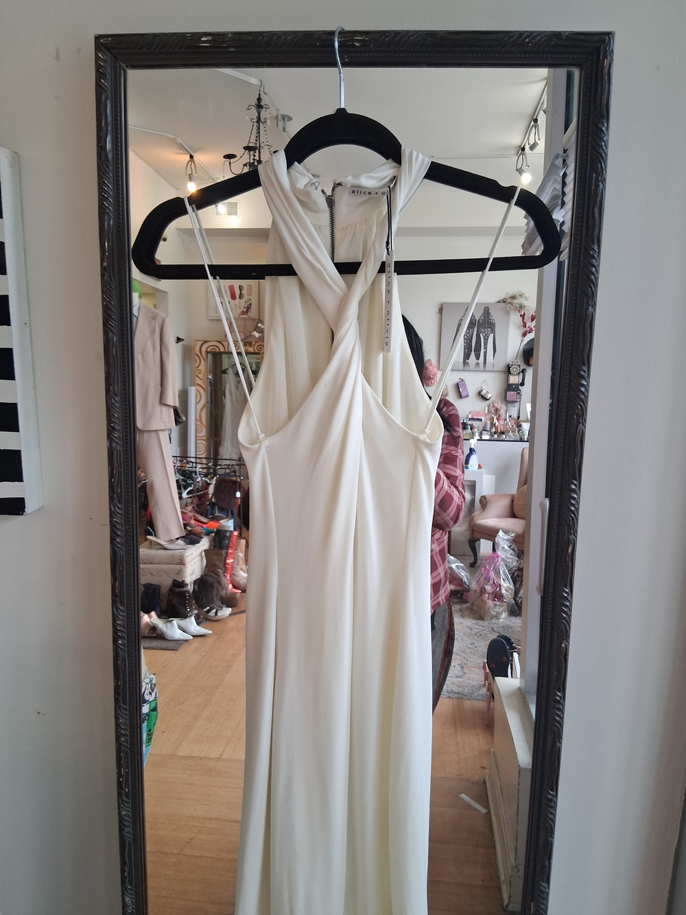 Alice + Olivia Cream Halter Maxi Dress with Twisted Neck - Picture 2 of 6